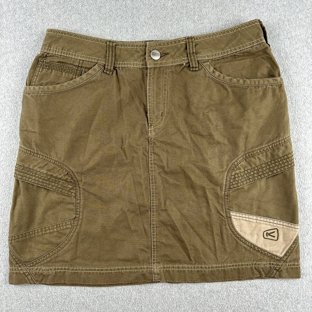 KEEN Skirt Womens 14 Brown Canvas Cargo Mini Utility Outdoor Gorpcore Cotton